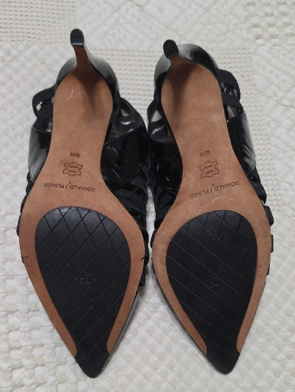 Donald J. Pliner Black Strappy Pointed Toe Slingback Heels - Picture 4 of 6